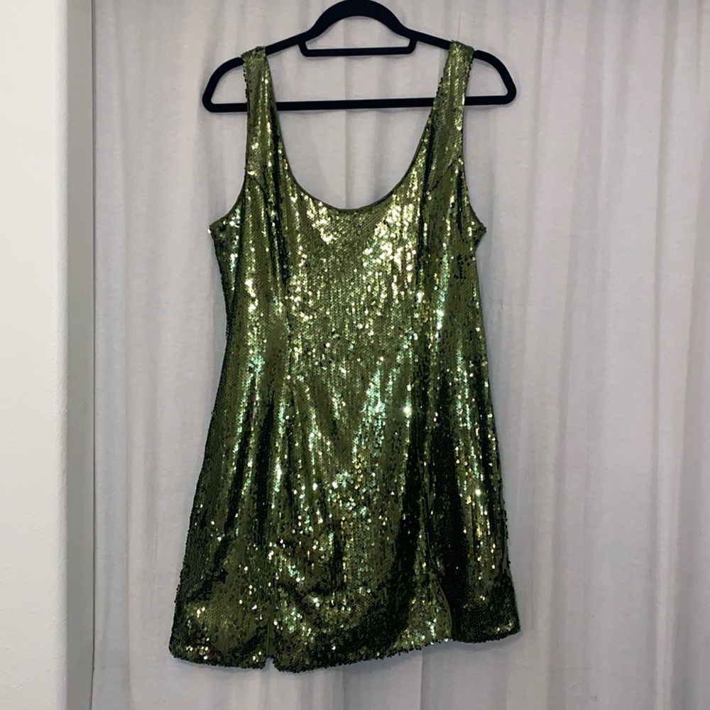 ASOS green sequin skater dress. US 10.